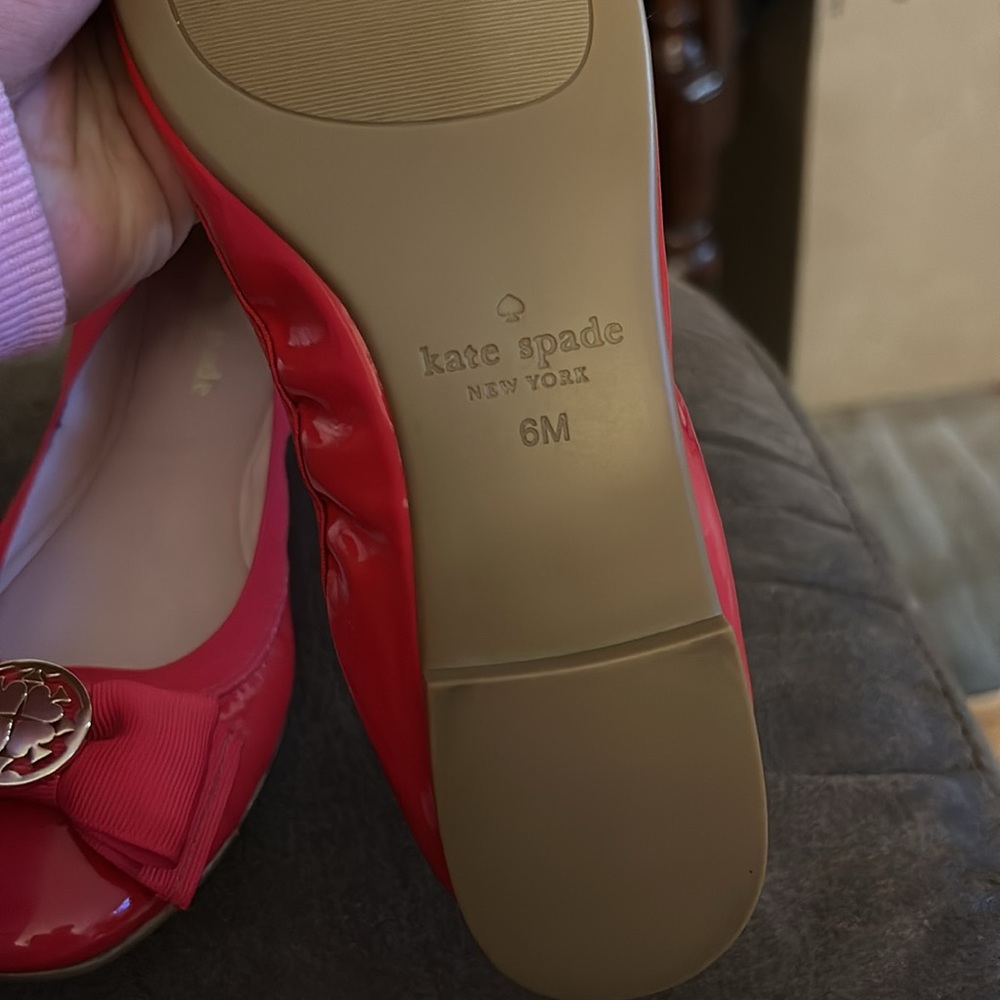 New Kate Spade ♠️ red Ballerina Flats with front bow - Picture 12 of 12